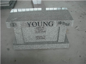 Grey G603 Granite，Bench Tombstone Monument