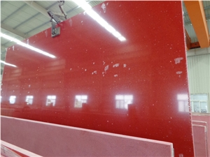Red Crystal Glass Quartz Stone Slabs & Tiles, Solid Surfaces Engineered Stone