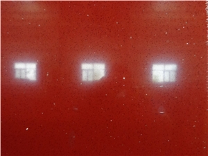 Red Crystal Glass Quartz Stone Slabs & Tiles, Solid Surfaces Engineered Stone