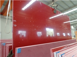 Red Crystal Glass Quartz Stone Slabs & Tiles, Solid Surfaces Engineered Stone