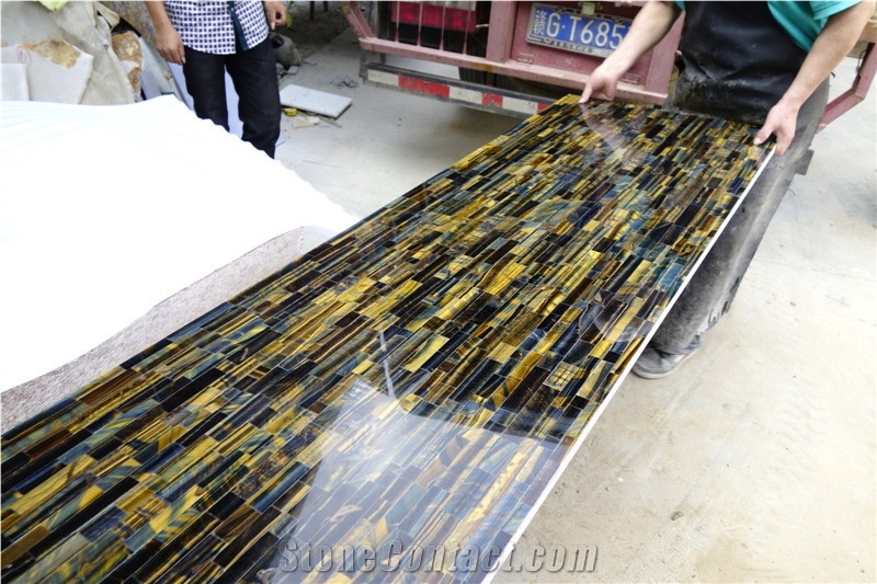 Tiger Eye Semi Precious Stone Panels, Semiprecious Stone Slabs ,Precious Stone Slabs , Semiprecious Stone Tiles, Semi Precious Slabs