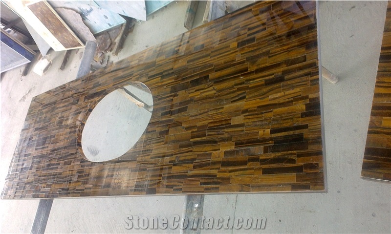 Yellow Tiger Eye Onyx Kitchen Counter Top