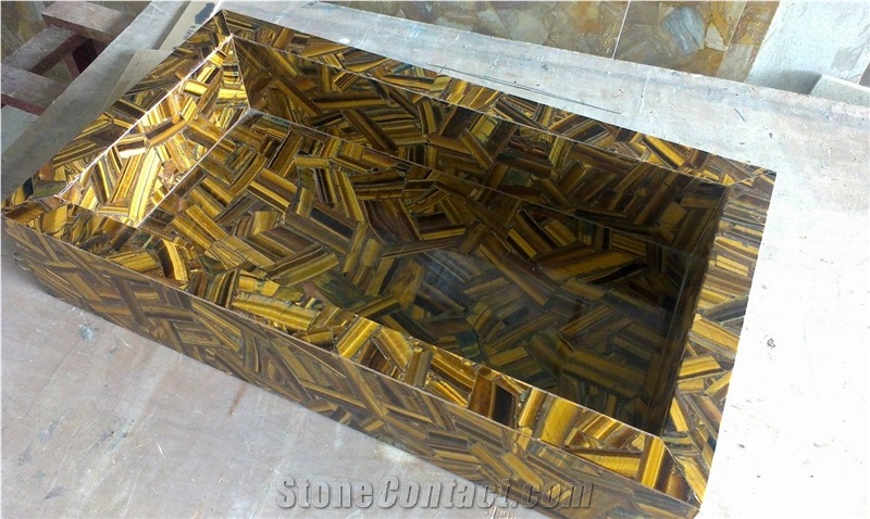 Yellow Tiger Eye Onyx Kitchen Counter Top