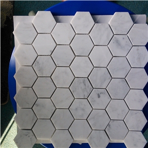 Cararra Hexagon Mosaic,White Carrara Mosic,Natural Stone Mosic Tiles,Cararra Natural Stone Mosic Tiles, Bianco Carrara Cd White Marble Hexagon Mosaic
