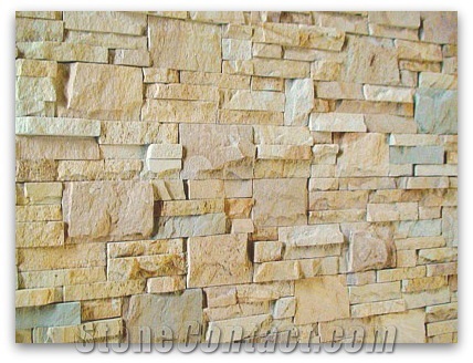 Arizona Stackstone Panel, Yellow Sandstone Wall Cladding, Cultured Stone Viet Nam