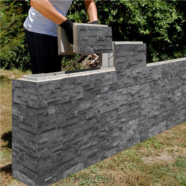 Deco Block Leura, Grey Quartzite Viet Nam Wall Cladding, Cultured Stone
