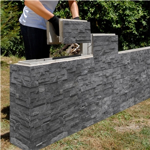 Deco Block Leura, Grey Quartzite Viet Nam Wall Cladding, Cultured Stone