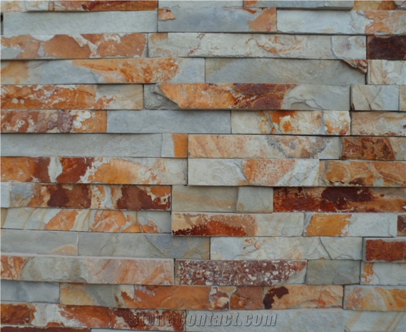 Rusty Slate Ledgestone Wall Panel Stone, Hebei Rusty Slate Stone Veneer Wall Panel