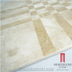 Beige Cappuccino Waterjet Marble Floor Medallion