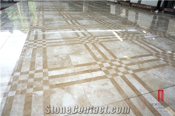 Beige Cappuccino Waterjet Marble Floor Medallion