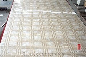 Beige Cappuccino Waterjet Marble Floor Medallion