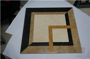 Beige Marble Waterjet Medallions ;Marble Floor Design;Marble Pattern