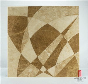 Emperador Light ,Cappuccino Marble ,Mpc1001s-M03g Moreroom Stone Waterjet Artistic Inset Marble Panel for Modern Design Flooring