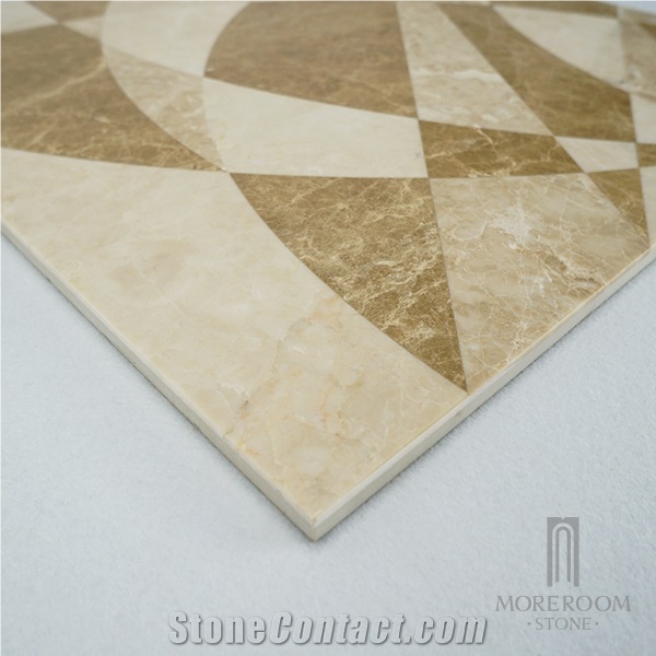 Emperador Light ,Cappuccino Marble ,Mpc1001s-M03g Moreroom Stone Waterjet Artistic Inset Marble Panel for Modern Design Flooring