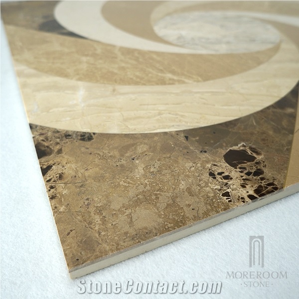 Emperador Marble Windmill Look Design Water-Jet Thin Compound Stone Tile