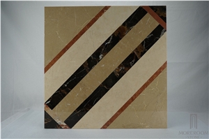 Floor Marble Designs;Thin Laminated Water-Jet Medallions;Water Jet Marble with Ceramic Tile, Portoro Gold Marble Thin Laminated Water-Jet Medallions