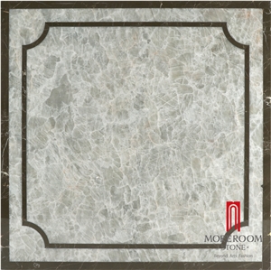 Greece Grey Crystal Marble Waterjet Medallions, Grey Marble Waterjet Design for Hotel Lobby