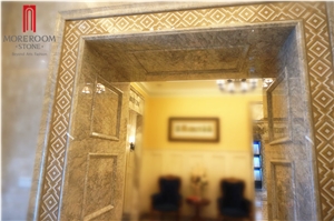 Iran Royal Botticino Marble Border for Door , Pebble Mosaic Border Dome Mouldings
