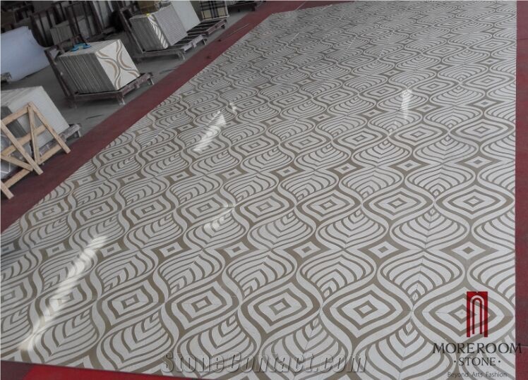 Iran Simakan Beige Marble Shayan Cream Marble Spain Amarillo Oro Marble Floor Medallions Waterjet Medallions Laminated Medallions Floor Deco