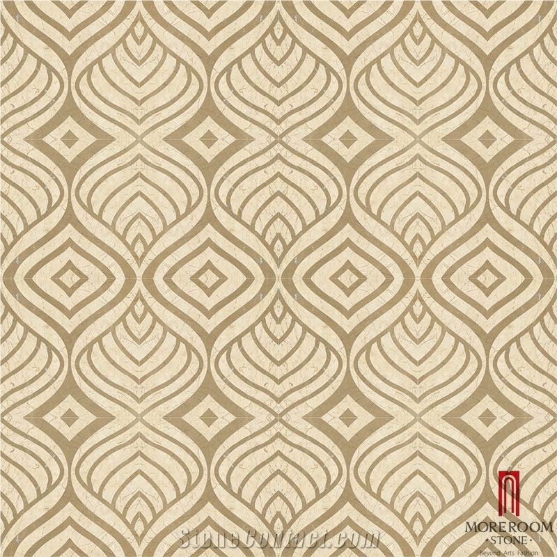 Iran Simakan Beige Marble Shayan Cream Marble Spain Amarillo Oro Marble Floor Medallions Waterjet Medallions Laminated Medallions Floor Deco