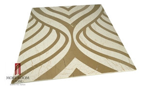 Iran Simakan Beige Marble Shayan Cream Marble Spain Amarillo Oro Marble Floor Medallions Waterjet Medallions Laminated Medallions Floor Deco