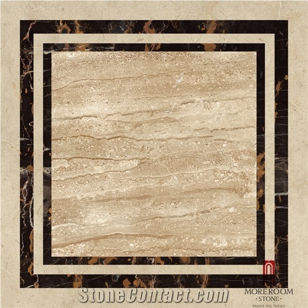 Italy Beige Marble Cupertino Marble Tiles Floor Medalions Carpet Pattern Marble Water Jet Medallion Inset Water Jet Marble Flooring
