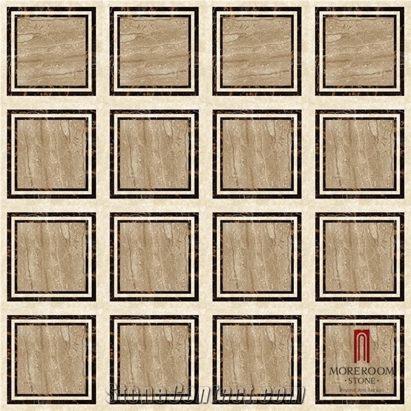 Italy Beige Marble Cupertino Marble Tiles Floor Medalions Carpet Pattern Marble Water Jet Medallion Inset Water Jet Marble Flooring