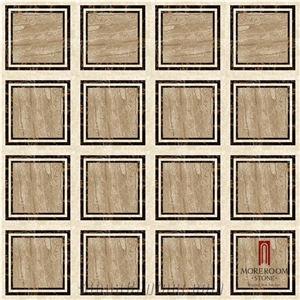 Italy Beige Marble Cupertino Marble Tiles Floor Medalions Carpet Pattern Marble Water Jet Medallion Inset Water Jet Marble Flooring