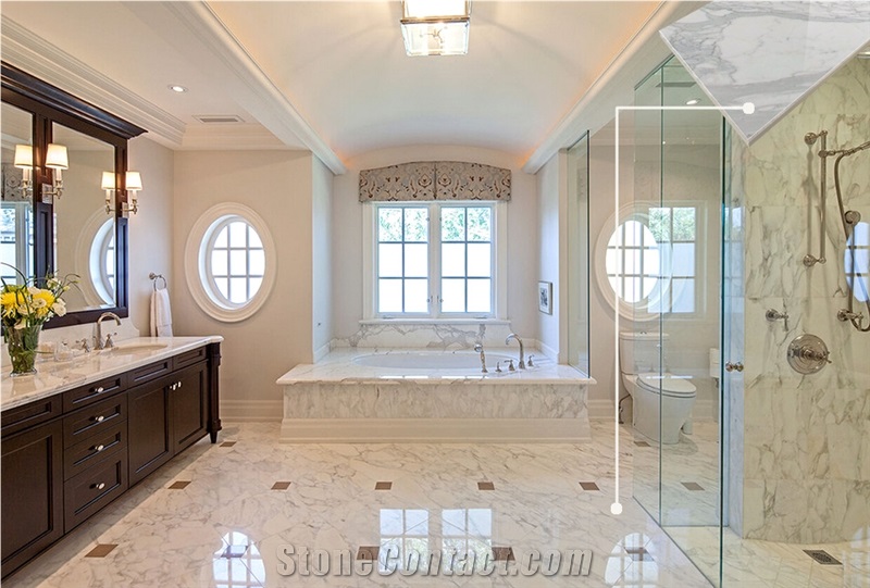 Italy Provincia Di Massa Carrara Statuary Marble Floor Tile for Bathroom Design, Italy White Marble