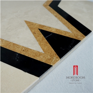 Moreromm Stone Ml-A20s6060 Latte Beige Marble Medallions, Star Design Square Waterjet Marble Medallion for Lobby Design