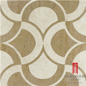 Moreroom Stone Ml-A24s6060 Australia Queensland Golden Beige Marble Waterjet Medallions, Luxury Wave Waterjet Marble Design