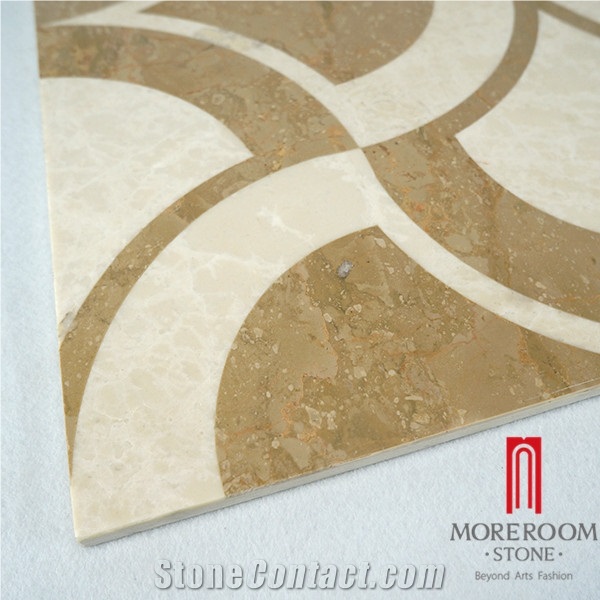 Moreroom Stone Ml-A24s6060 Australia Queensland Golden Beige Marble Waterjet Medallions, Luxury Wave Waterjet Marble Design