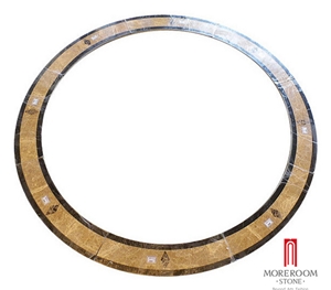 Moreroom Stone Round Border Waterjet Marble Medallion Mqr004,Yellow Cream Marble