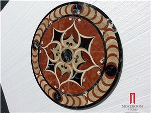 Moreroom Stone Round Waterjet Marble Carpet Medallion Mqr002,Coral Red Marble