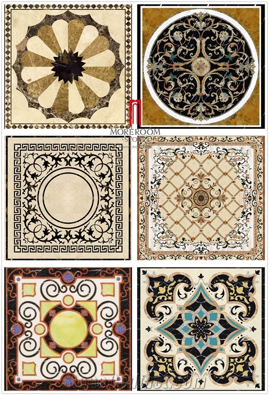 Moreroom Stone Round Waterjet Marble Carpet Medallion Mqr002,Coral Red Marble