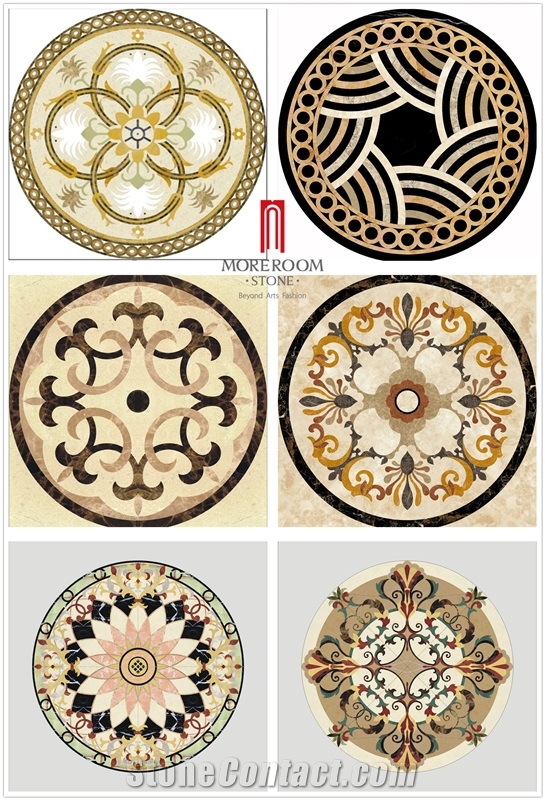 Moreroom Stone Round Waterjet Marble Carpet Medallion Mqr002,Coral Red Marble