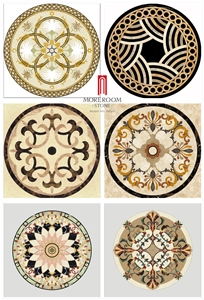 Moreroom Stone Round Waterjet Marble Carpet Medallion Mqr002,Coral Red Marble