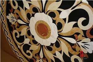 Moreroom Stone Round Waterjet Marble Carpet Medallion Mqs001 ,Red Cream Marble