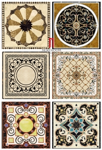 Moreroom Stone Round Waterjet Marble Carpet Medallion Mqs001 ,Red Cream Marble