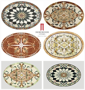 Moreroom Stone Round Waterjet Marble Carpet Medallion Mqs001 ,Red Cream Marble