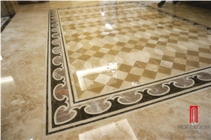 Moreroom Stone Wave Design Royal Beige Marble Border Pencil Liners for Villa Design