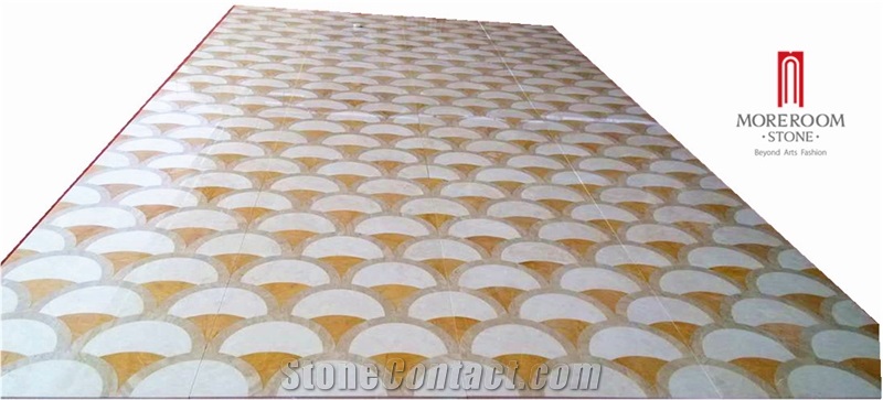 Mpc10g66 Moreroom Stone Gold Onyx Suqare Waterjet Medallio Artistic Inset Marble Inlay Panel