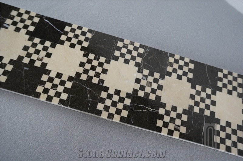Nero Marquina Marble Border;Mosaic Border; Border Design for Interior Trim