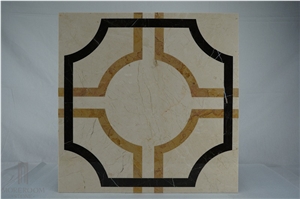 Shayan Cream Marble Waterjet Medallions;Marble Tile for Flooring Design;Cream Marfil Marble Waterjet Medallion,Square Shape