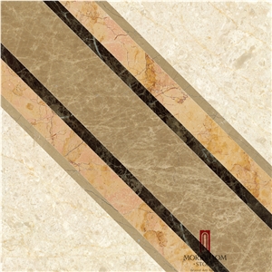 Spain Beige Marble Stone Tiles Crema Marfil Marble Water Jet Medallion, Floor Medallion, Carpet Design Medallion, Natural Stone