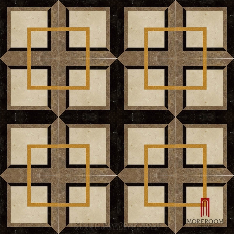 Spain Light Emperador Marble Square Medallions Carpet Medallions Floor Medallions Price Water Jet Floor Inset Marble Tils