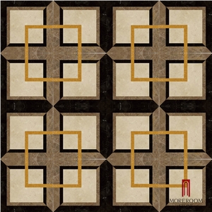 Spain Light Emperador Marble Square Medallions Carpet Medallions Floor Medallions Price Water Jet Floor Inset Marble Tils