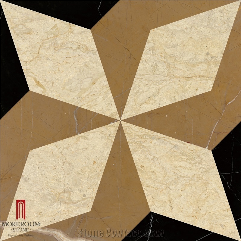 Spain Nero Margiuna Marble Carpet Medallions Floor Medallions Water Jet Medallion Square Medallions Composited Medallion, Nero Marquina Marble Carpet Medallions