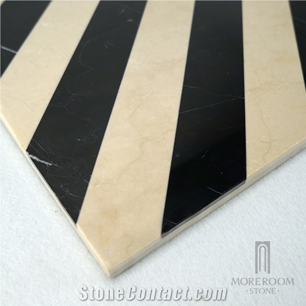 Spain Pinoso Crema Marfil Marble Artistic Inset Marble Panel Thin Laminated Water-Jet Medallions Hotel Design Floor Decoration Spanish Marble Price