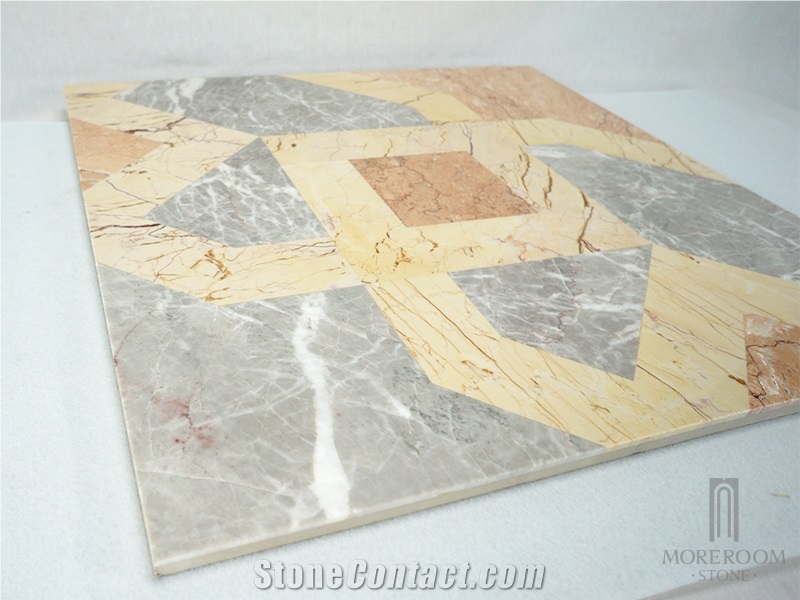 Turkey Grey Emperador Marble Square Waterjet Marble Design for Lift Space